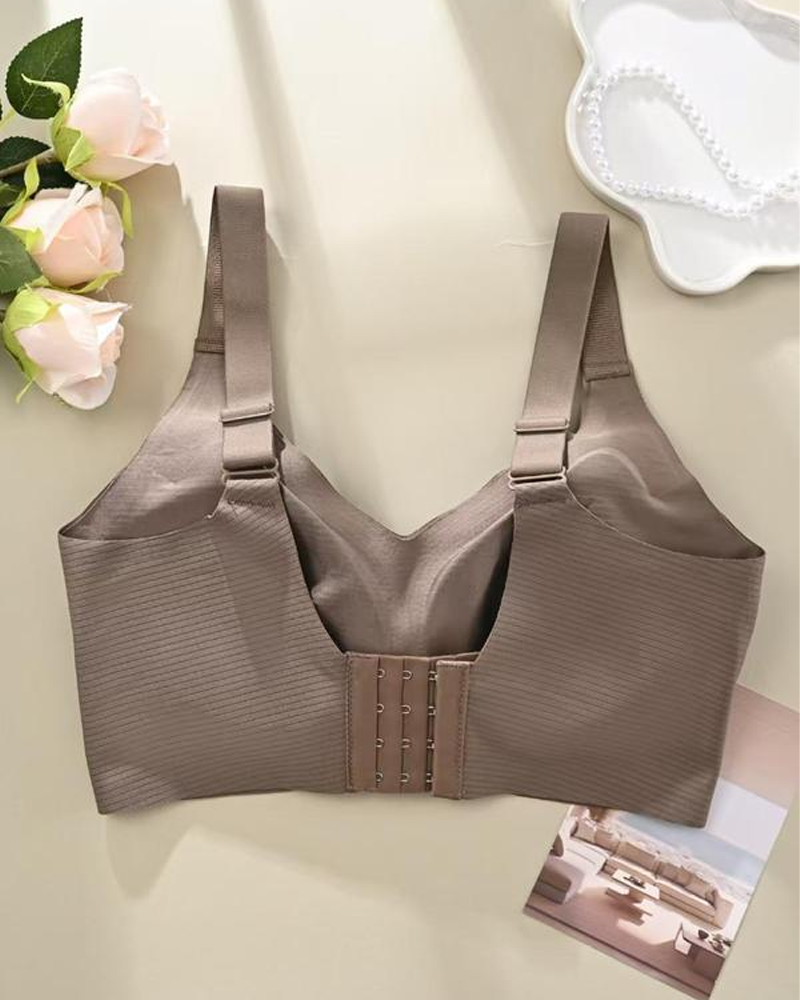 Women's Solid Color Four Rows Adjustable Wireless Bra