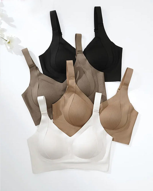 Women's Solid Color Four Rows Adjustable Wireless Bra